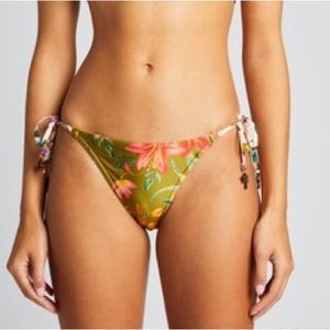 ZIMMERMANN TROPICANA SIDE TIE STRING BIKINI BOTTOM GREEN PINK  US SIZE 10-12